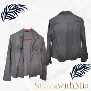 Chambray with brown details Comfy Material